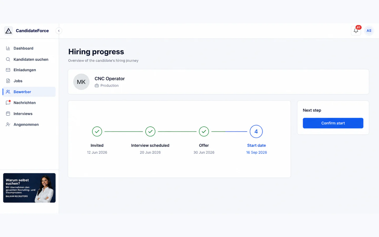 From candidate search to work start.