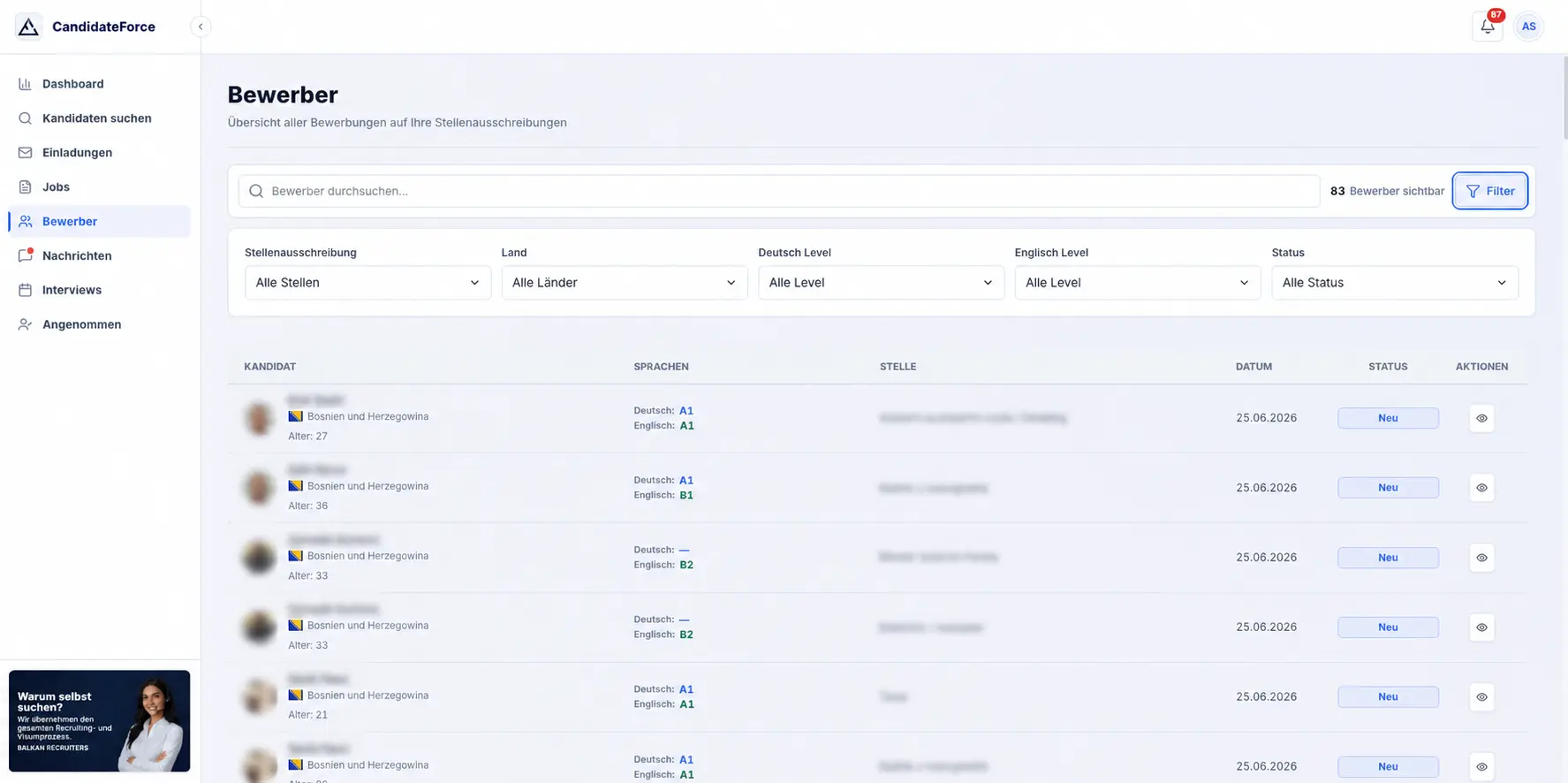 Post jobs and manage applications in one workspace.
